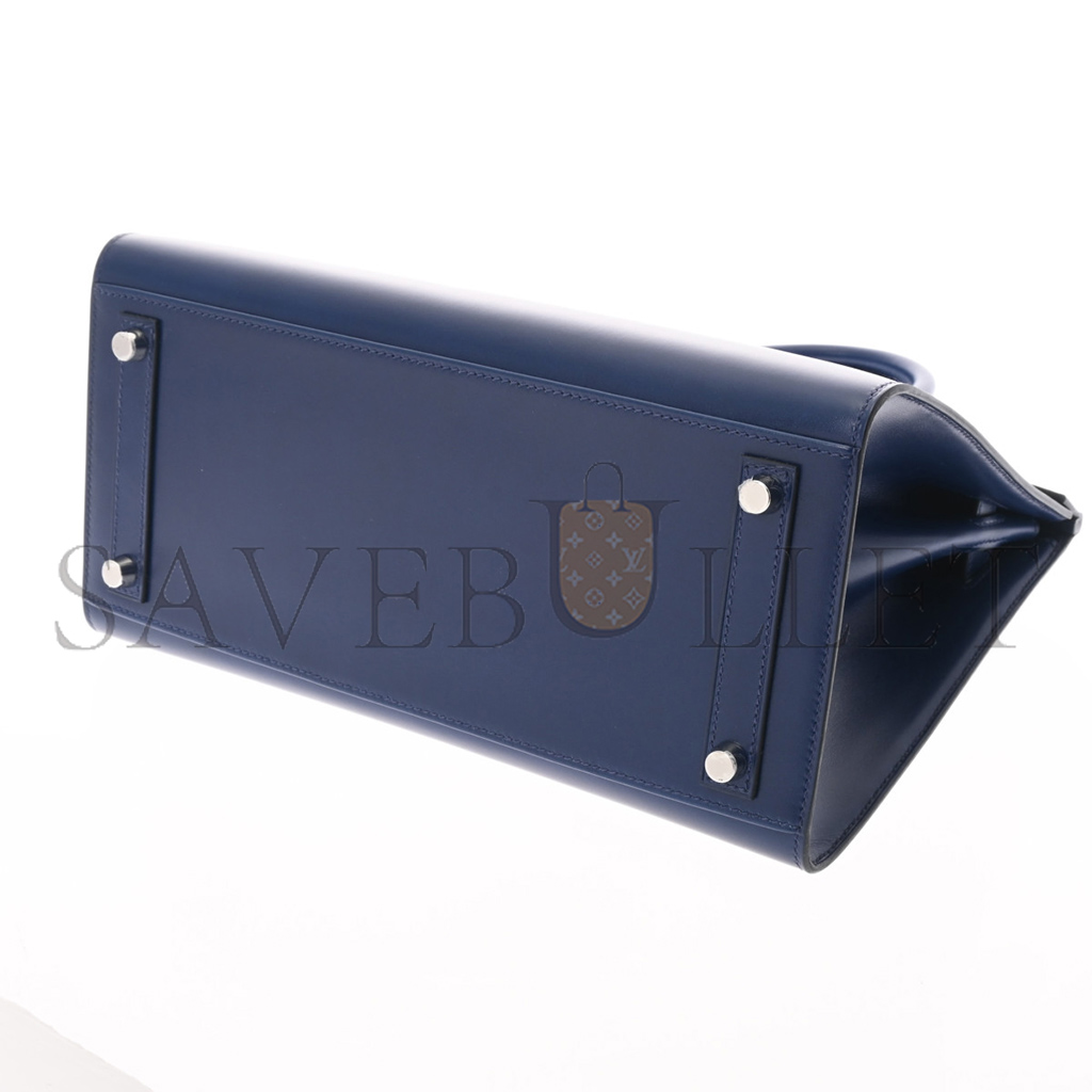 H**mes master birkin 30 box leather sapphire blue silver buckle h029283ck81 (30*23*15cm)